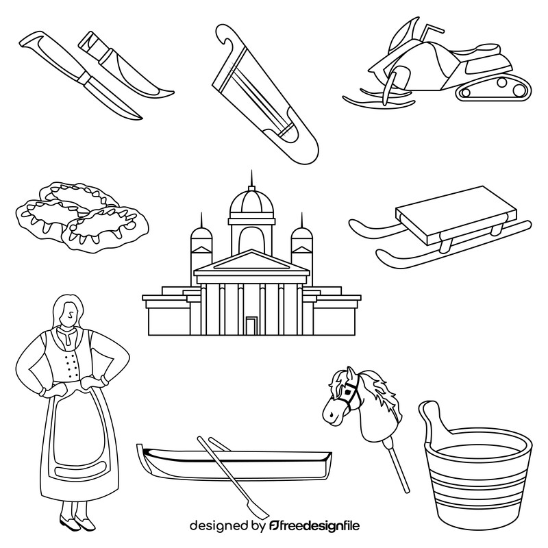 Finland traditional symbols black and white vector