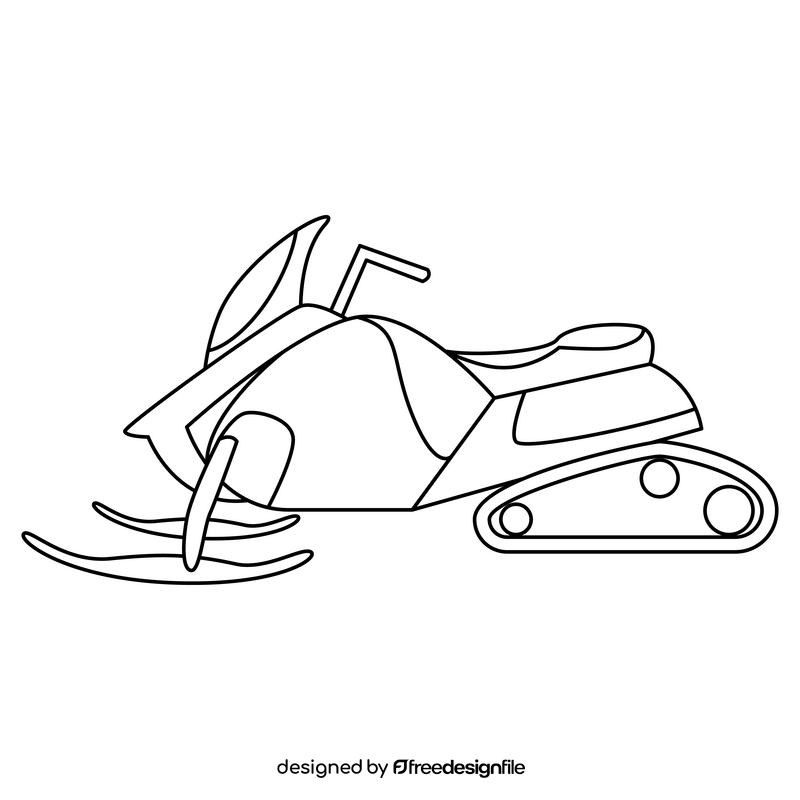 Snowmobile black and white clipart