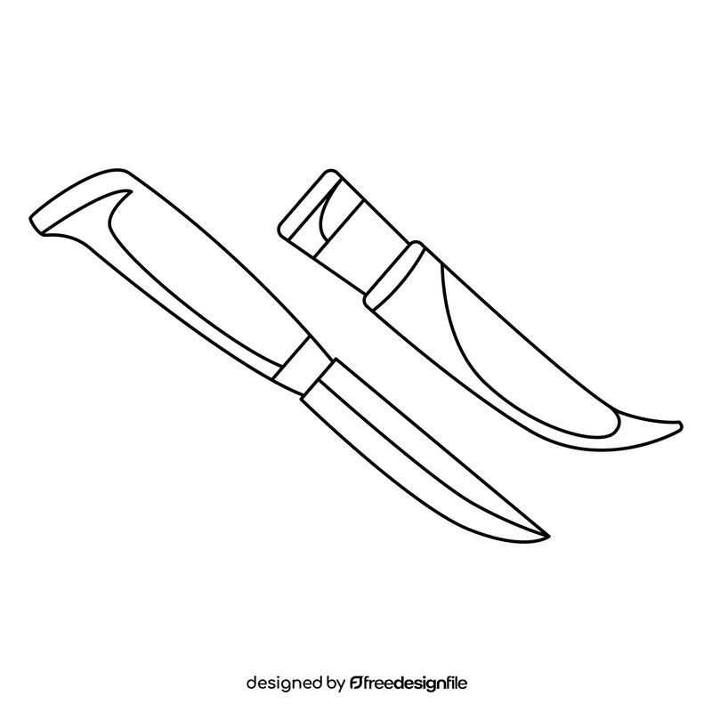 Puukko knife black and white clipart