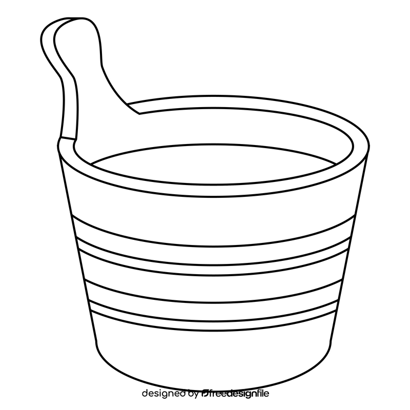 Sauna bucket black and white clipart