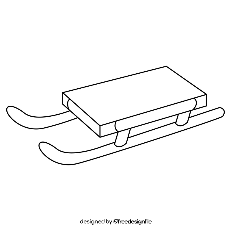 Sledge black and white clipart