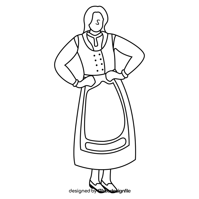 Finland national dress black and white clipart