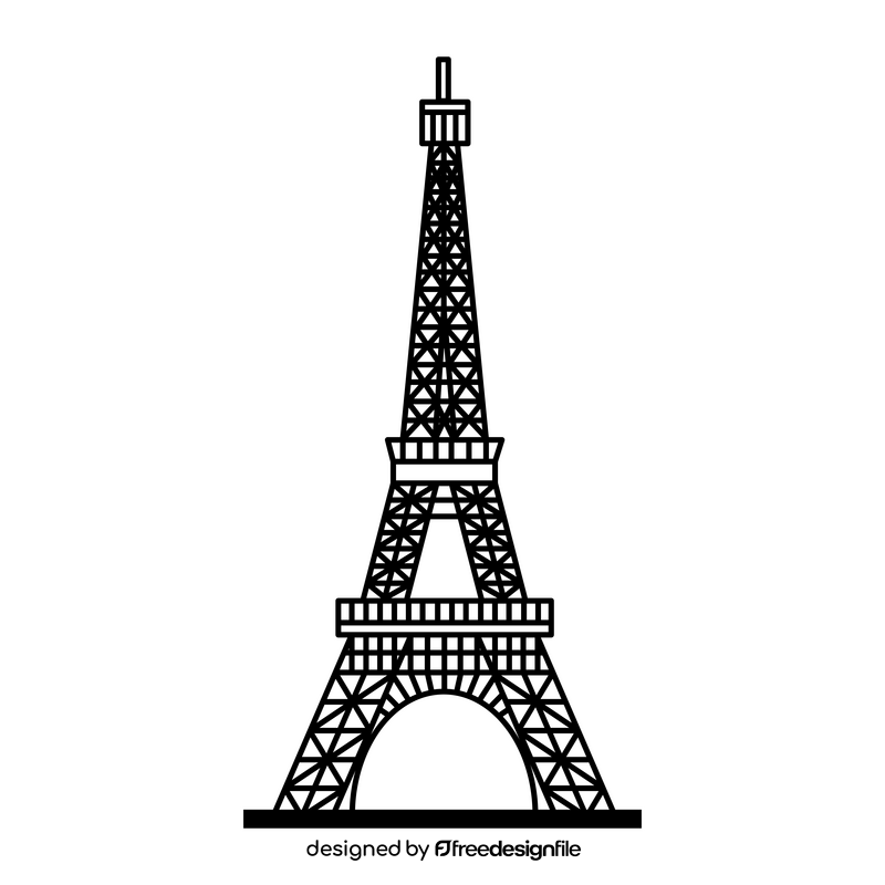 Eiffel Tower Paris black and white clipart vector free download