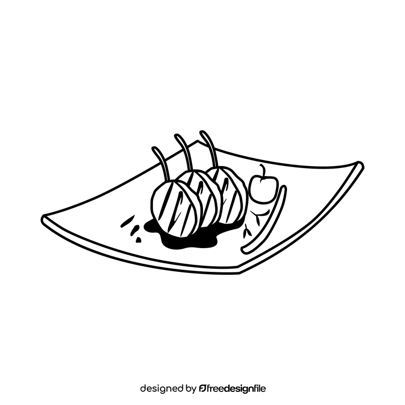 Gourmet food black and white clipart