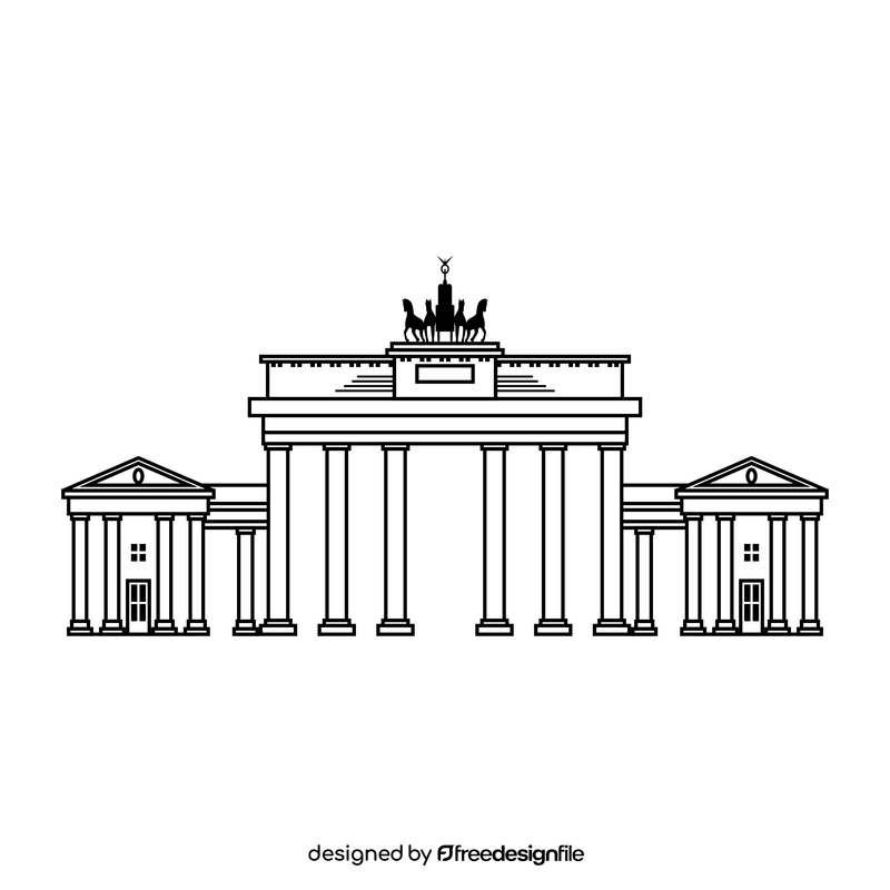 Brandenburg Gate black and white clipart