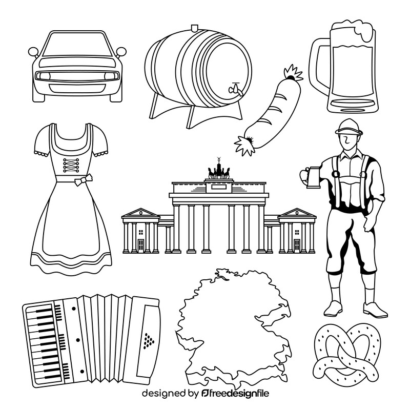 Germany traditional symbols black and white vector