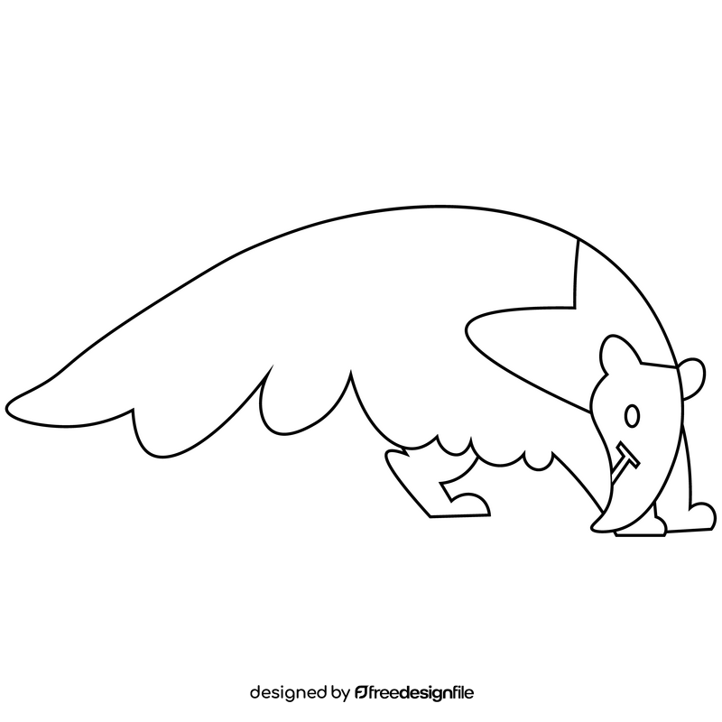 Cartoon anteater black and white clipart