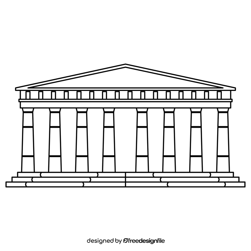 Parthenon black and white clipart