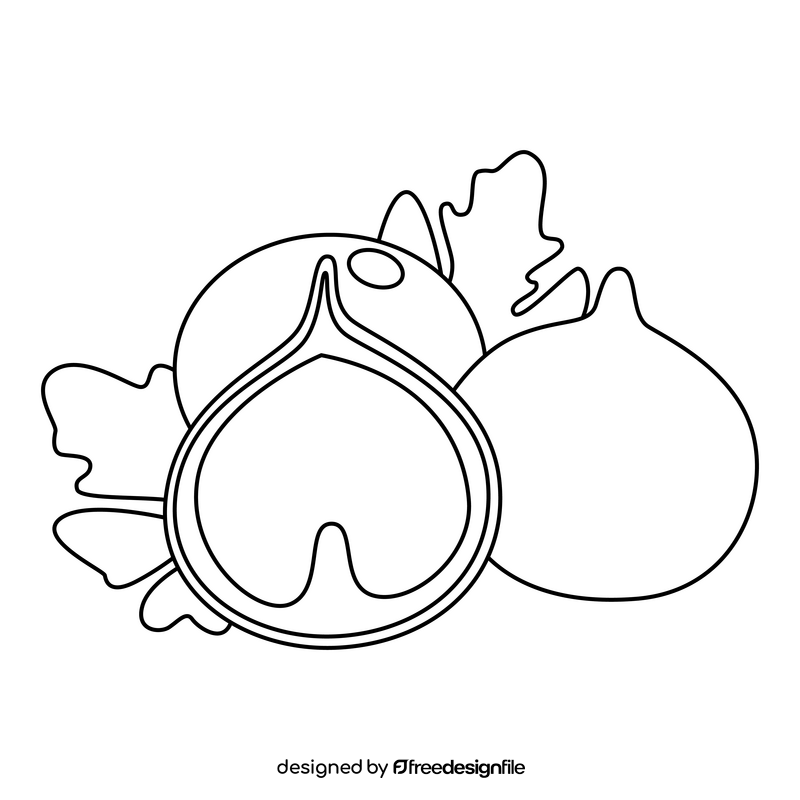 Fig fruit black and white clipart