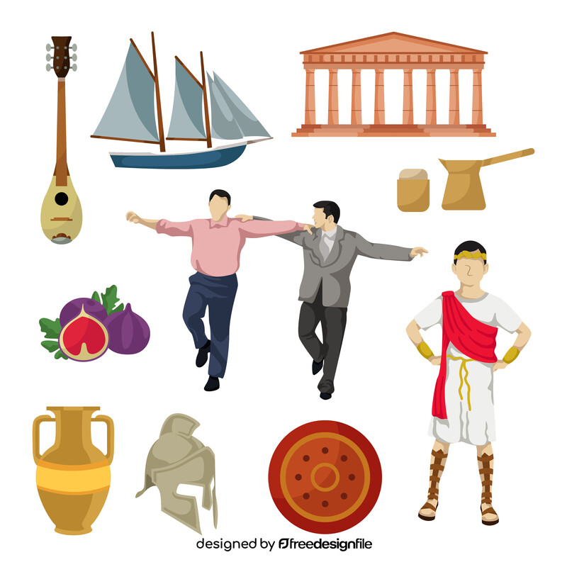 Greece traditional symbols vector
