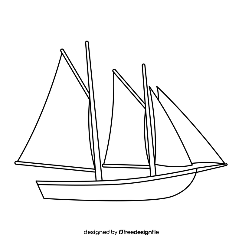 Caique boat black and white clipart