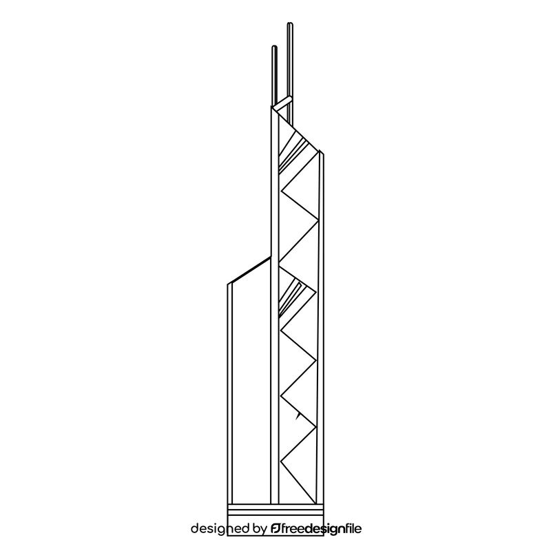 Hotel skyscraper black and white clipart