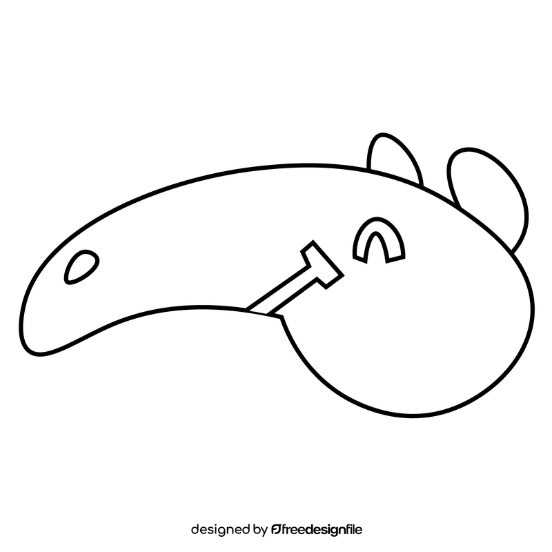 Anteater happy face black and white clipart