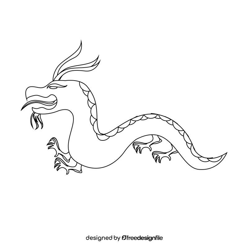 Hong Kong dragon black and white clipart