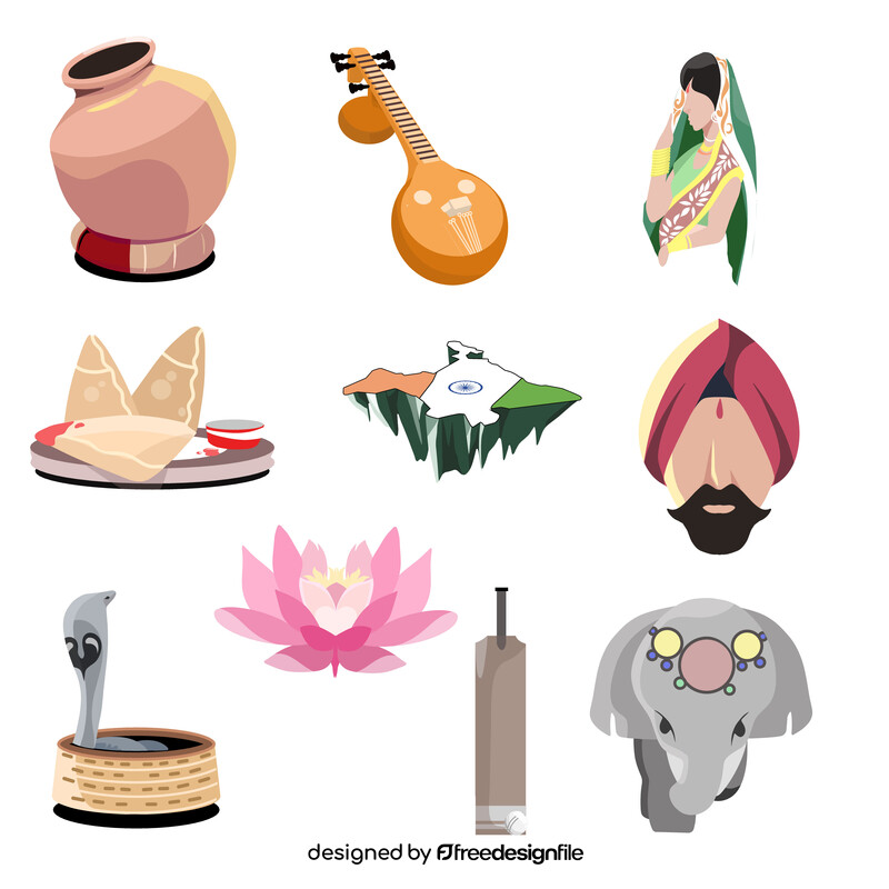 India traditional symbols vector