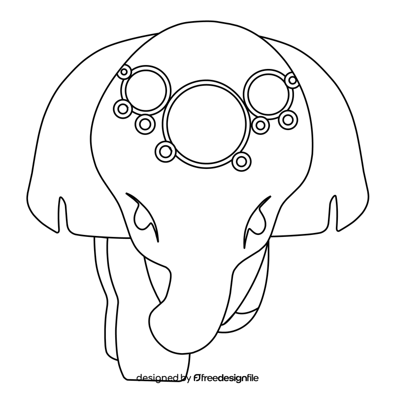 Indian elephant black and white clipart