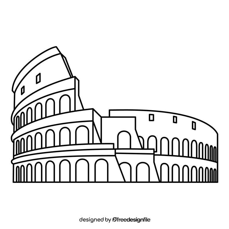 Colosseum black and white clipart