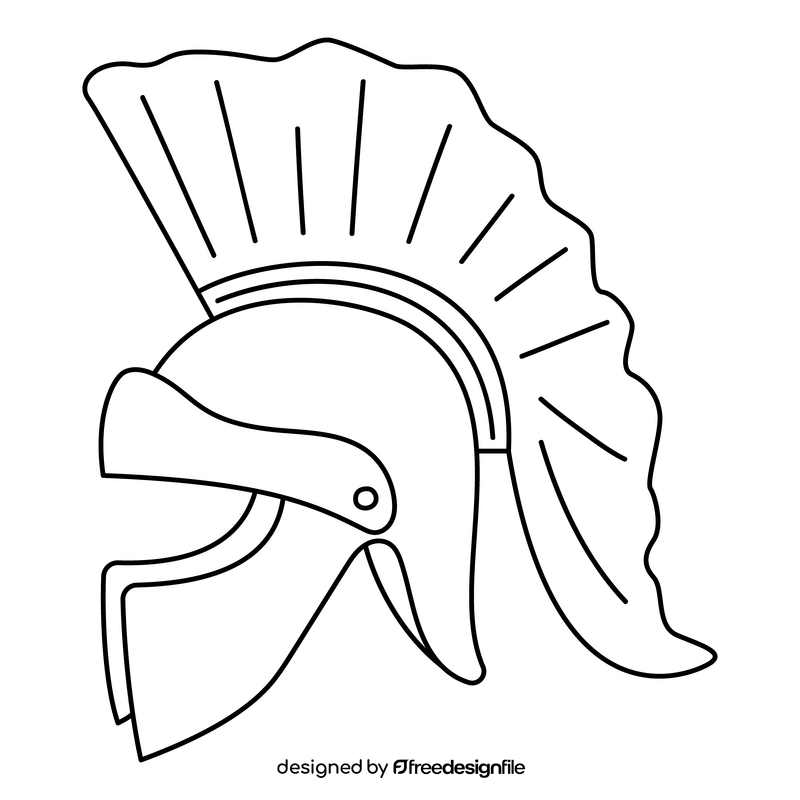 Roman helmet black and white clipart