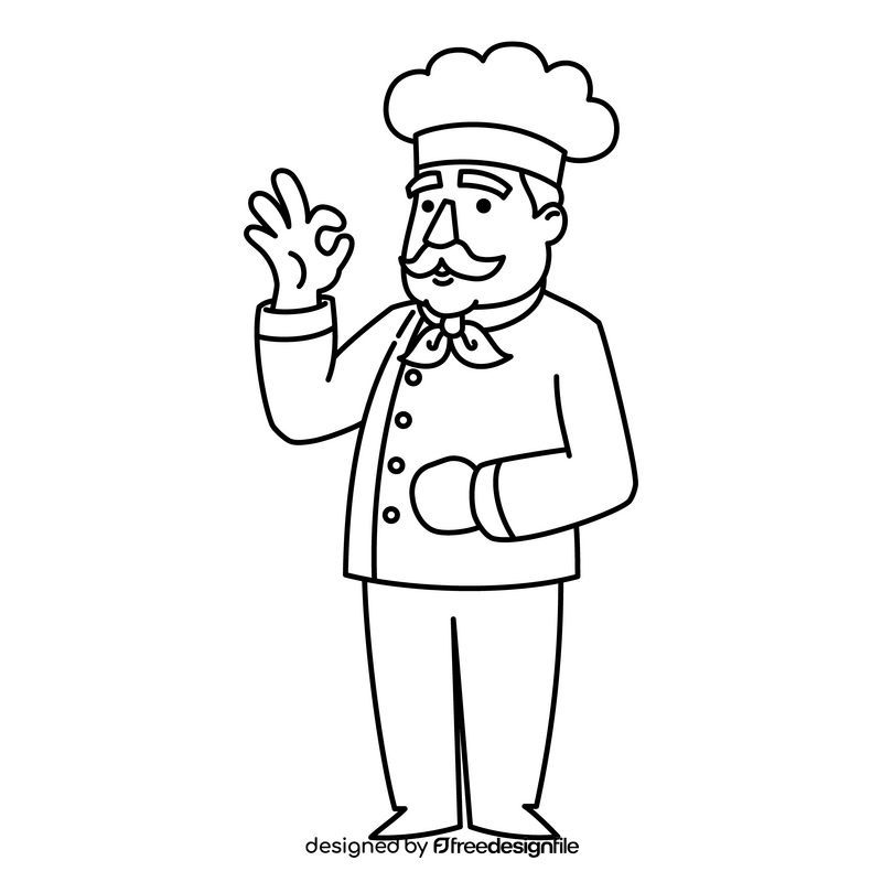 Italian chef black and white clipart