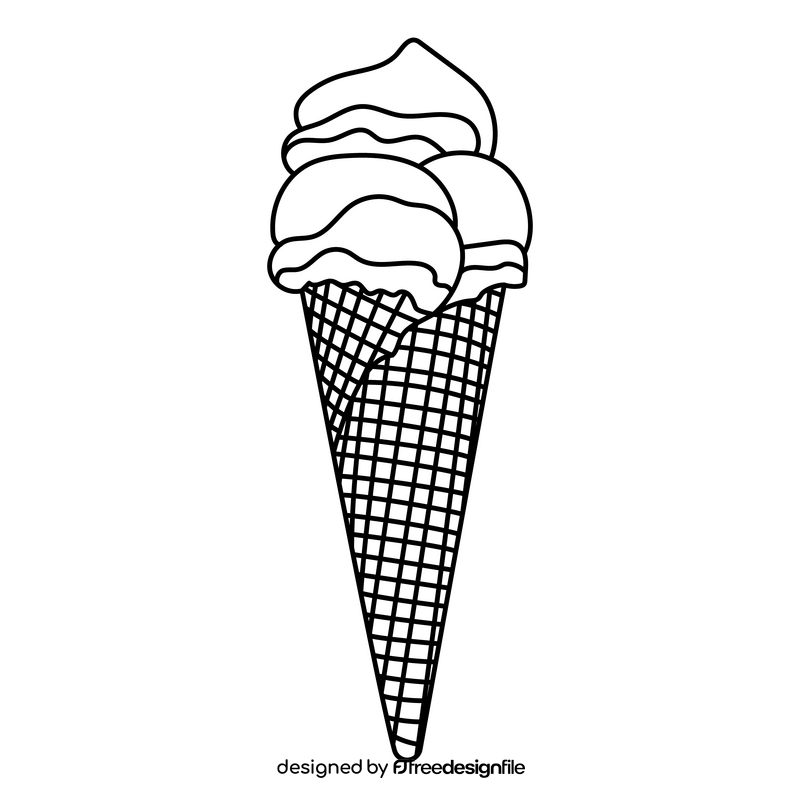 Gelato ice cream black and white clipart