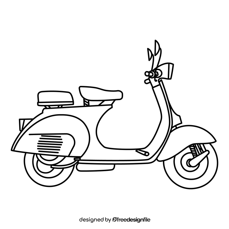 Italian scooter black and white clipart