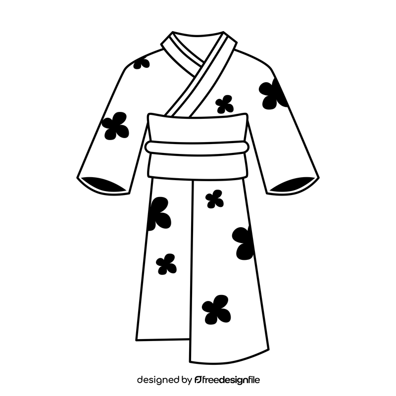 Kimono black and white clipart