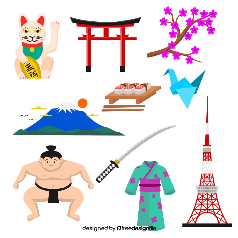 Japan traditional symbols vector