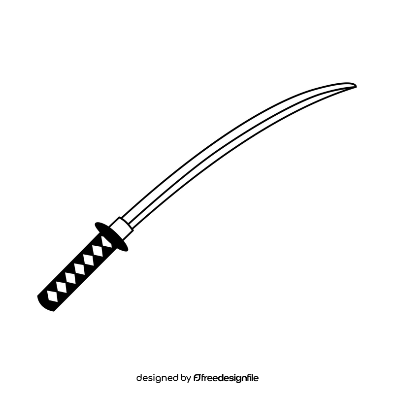 Katana sword black and white clipart