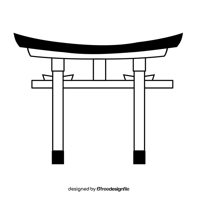 Torii gate black and white clipart