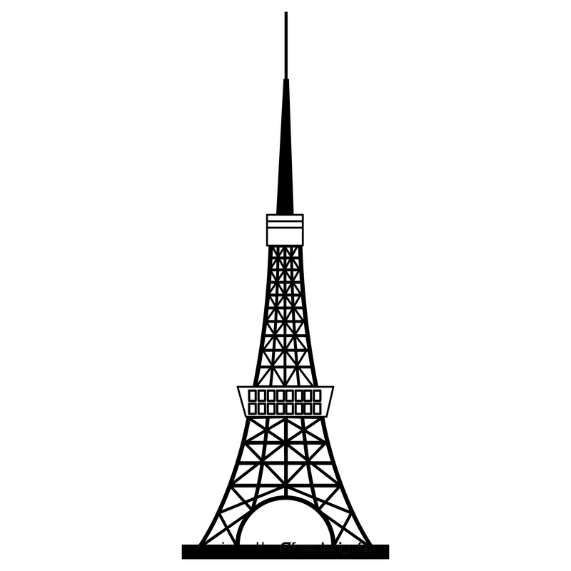 Tokyo Tower black and white clipart