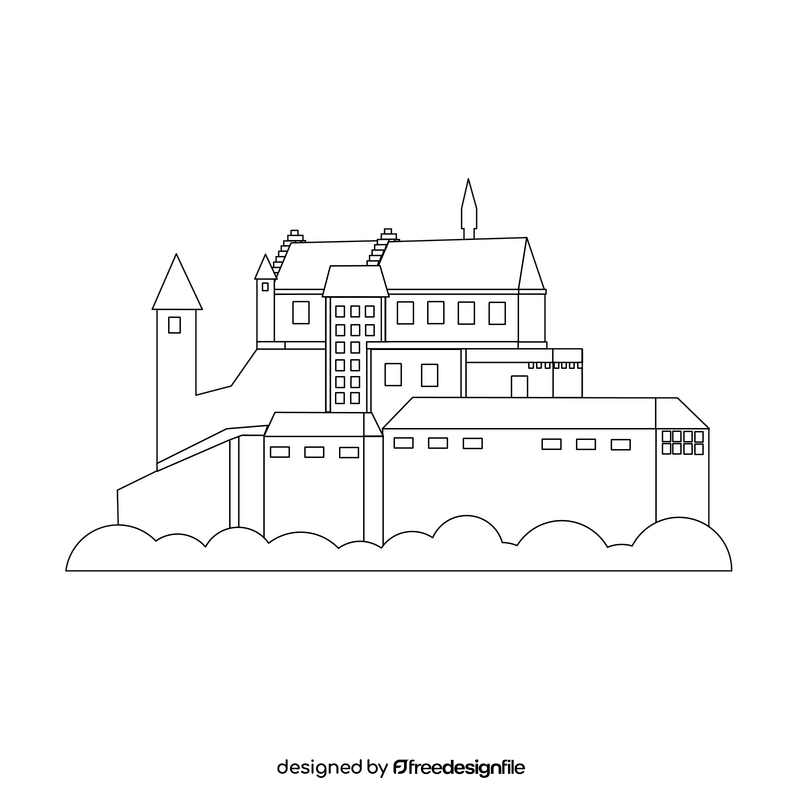 Vianden Castle black and white clipart