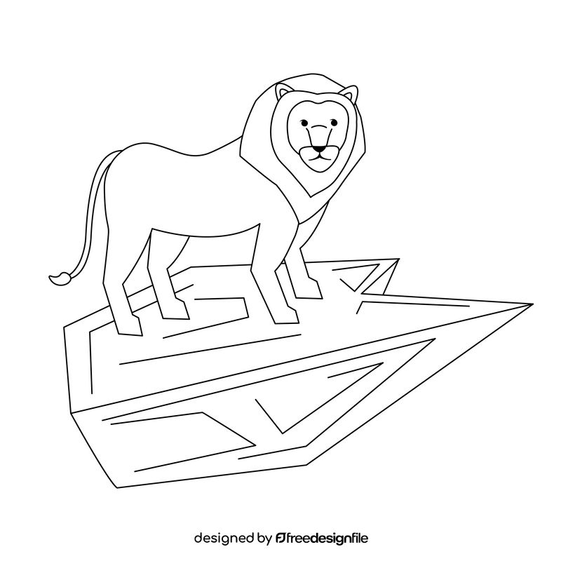 Lion cartoon black and white clipart