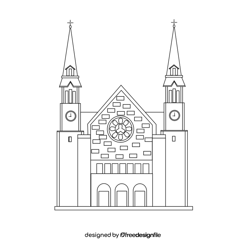 Deanery church, Diekirch, Luxembourg black and white clipart