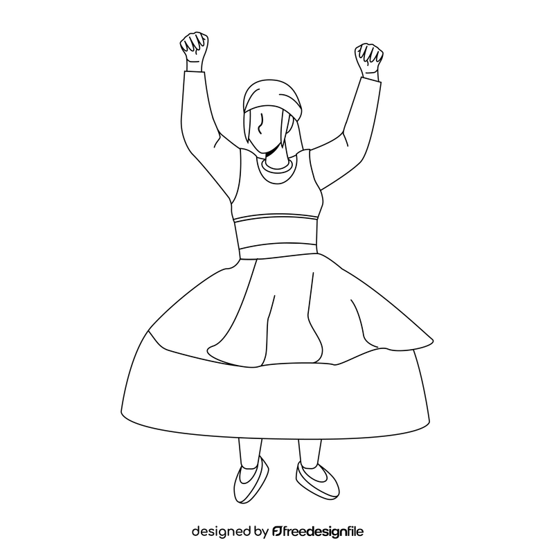 Folk dance Luxembourg black and white clipart