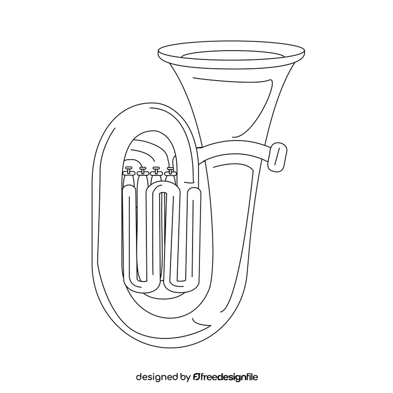 Tuba black and white clipart