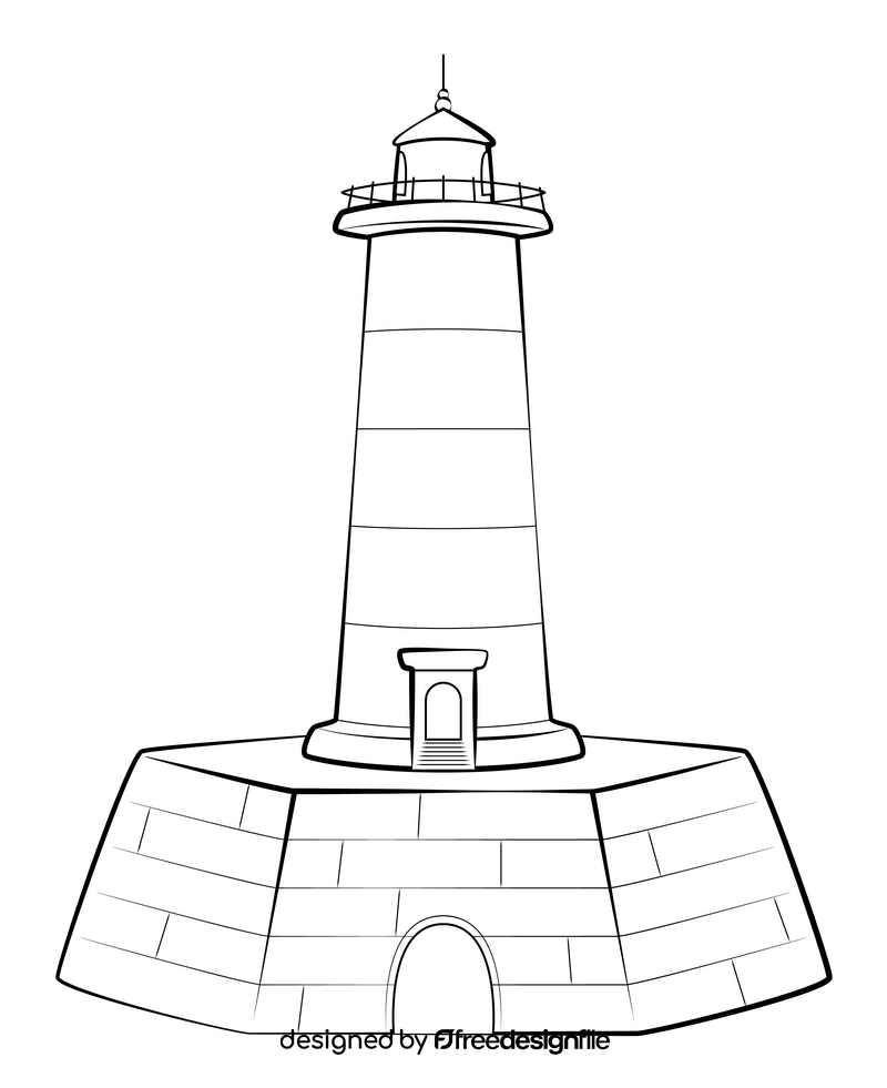 Lighthouse drawing black and white clipart