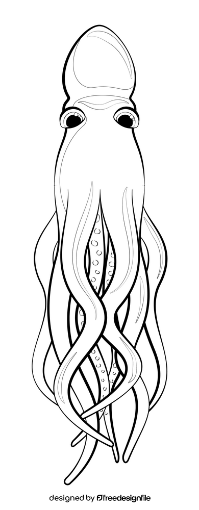 Octopus drawing black and white clipart