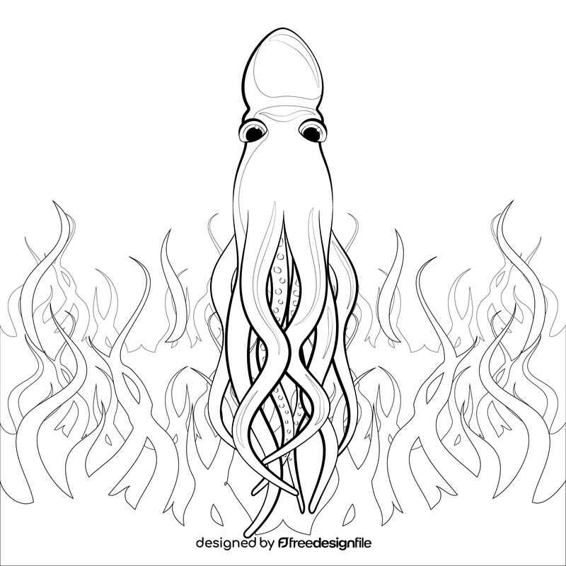 Octopus drawing black and white vector