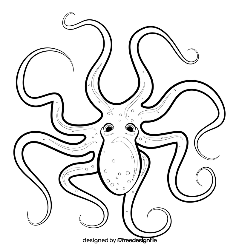 Octopus black and white clipart