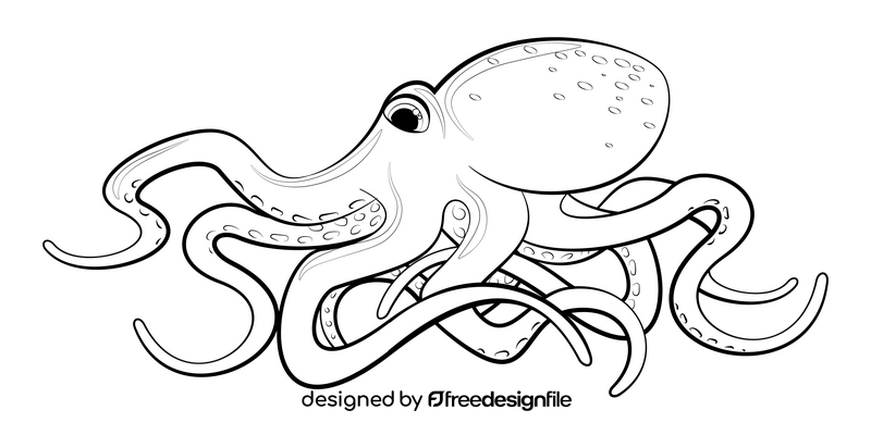 Octopus drawing black and white clipart