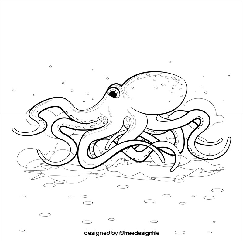 Octopus drawing black and white vector