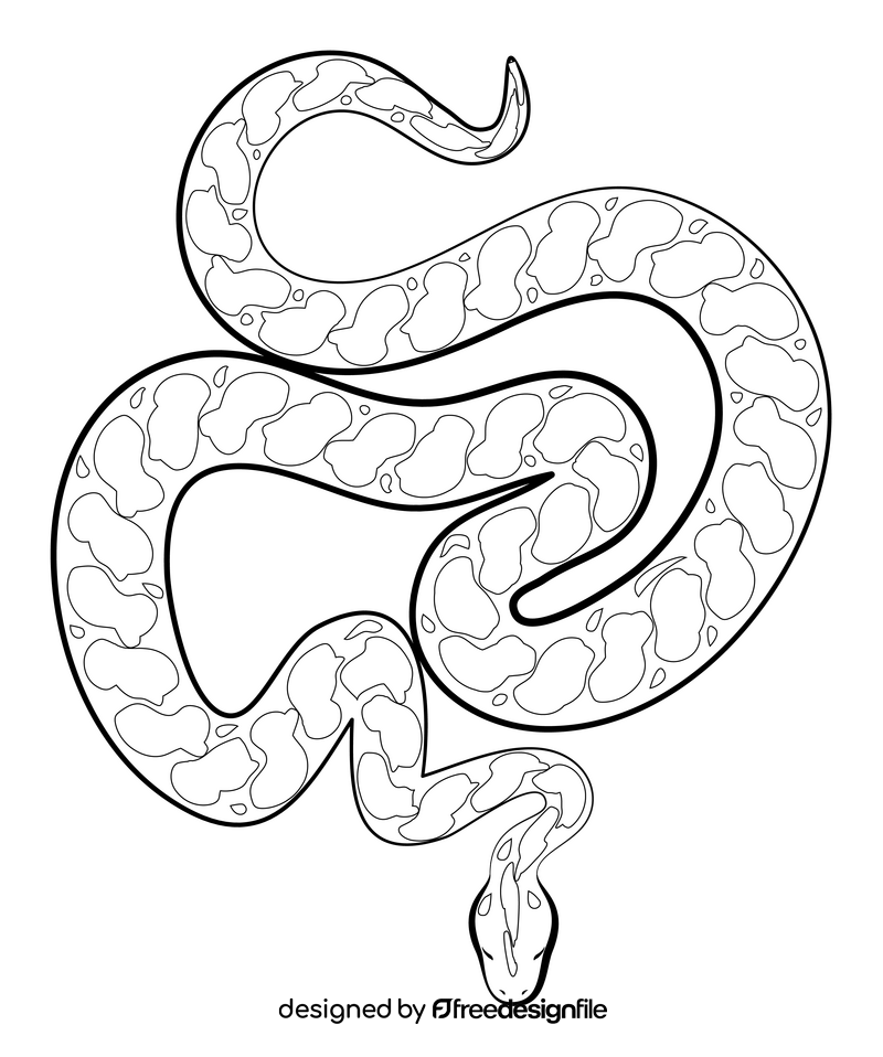 Anaconda snake black and white clipart