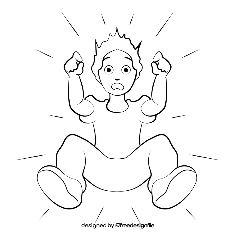 Boy fall down black and white clipart