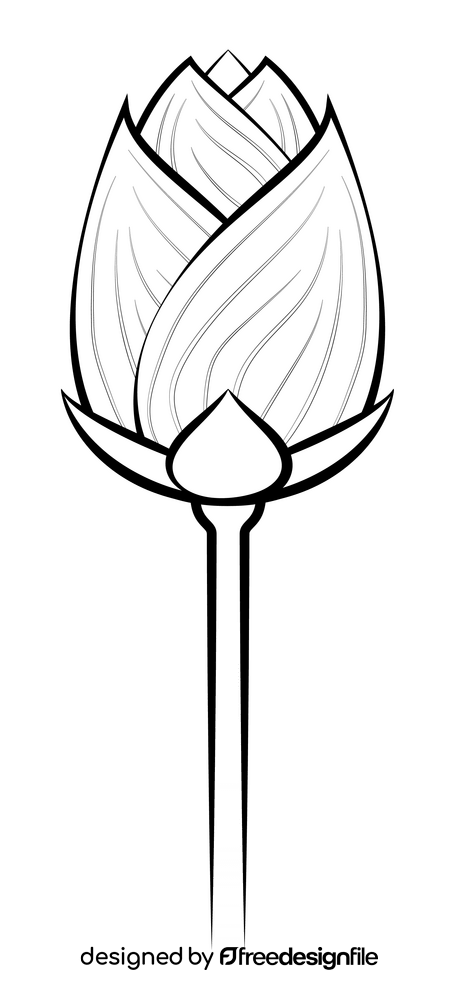 Lotus flower drawing black and white clipart