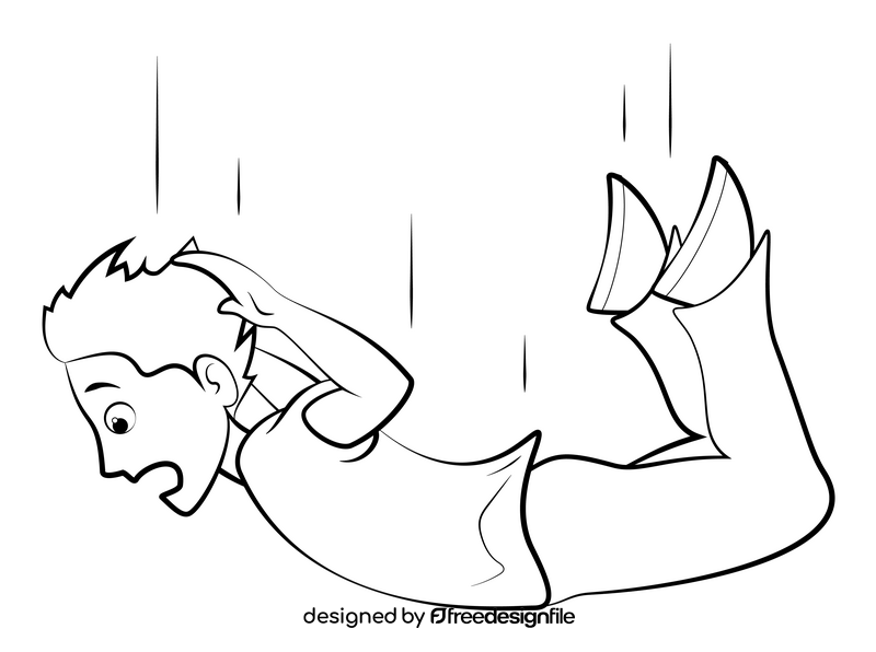 Fall down drawing black and white clipart