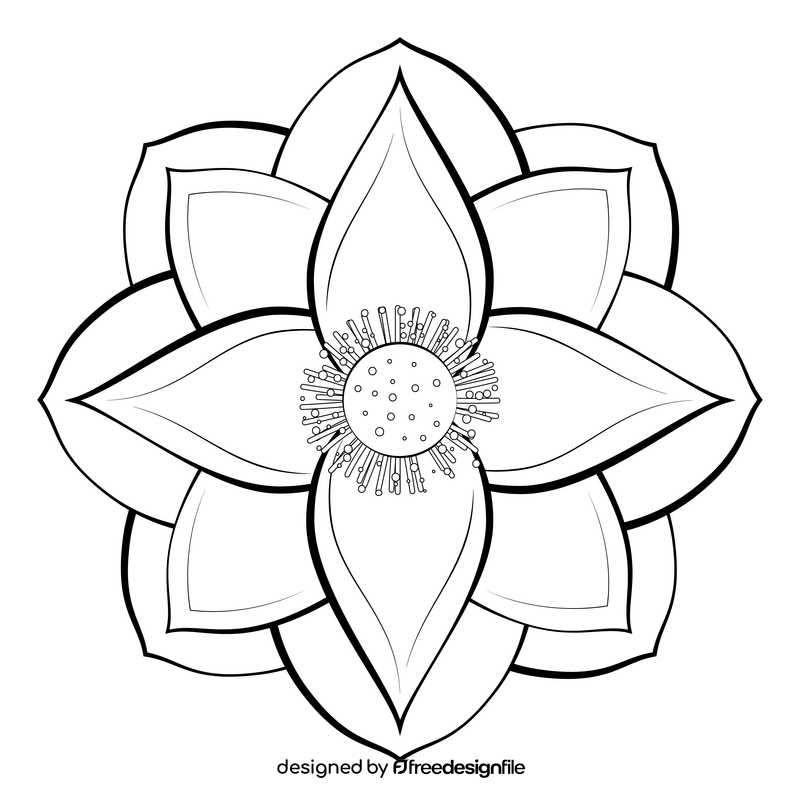 Lotus flower black and white clipart