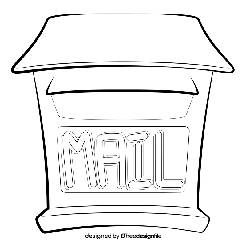 Mailbox drawing black and white clipart