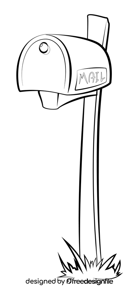 Mailbox drawing black and white clipart