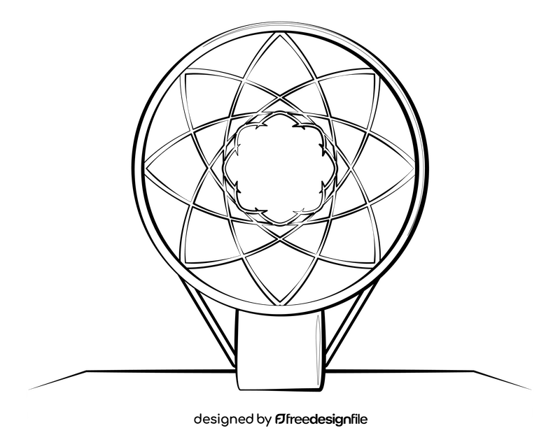 Basketball hoop black and white clipart