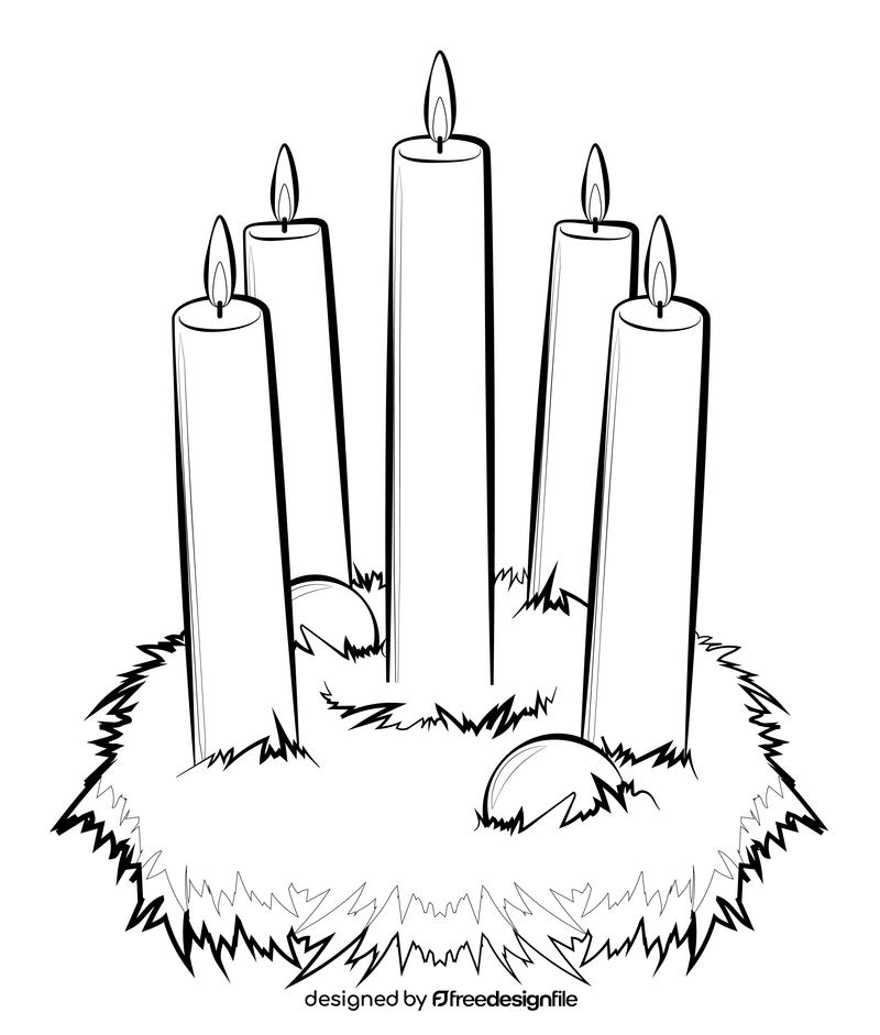 Advent candle decorations black and white clipart